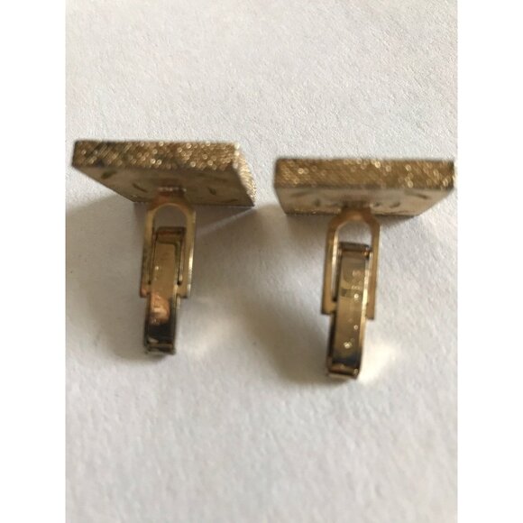 Vintage 1950's Square Cufflinks With Green Inlaid Gold Edges Stamped Sterling - Picture 6 of 10